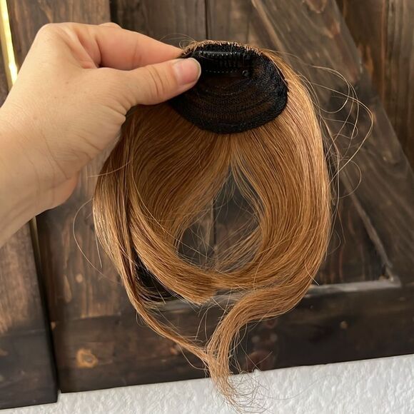 100% Real Human Hair Clip on Wispy Front Bangs Fringe Hairpiece, Topper - Picture 9 of 15
